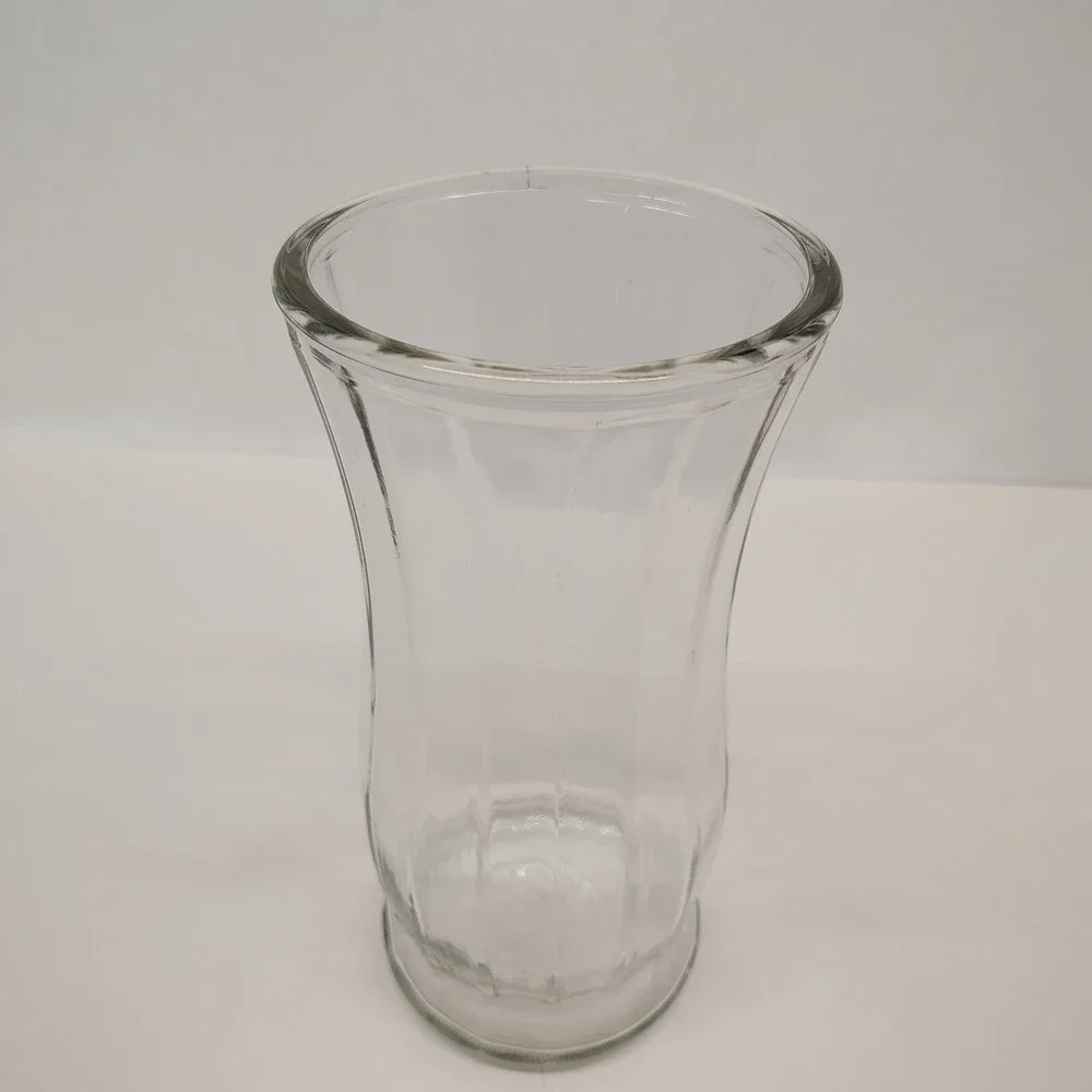 Elegant Fluted Large Vase Thick Clear Glass 9.5